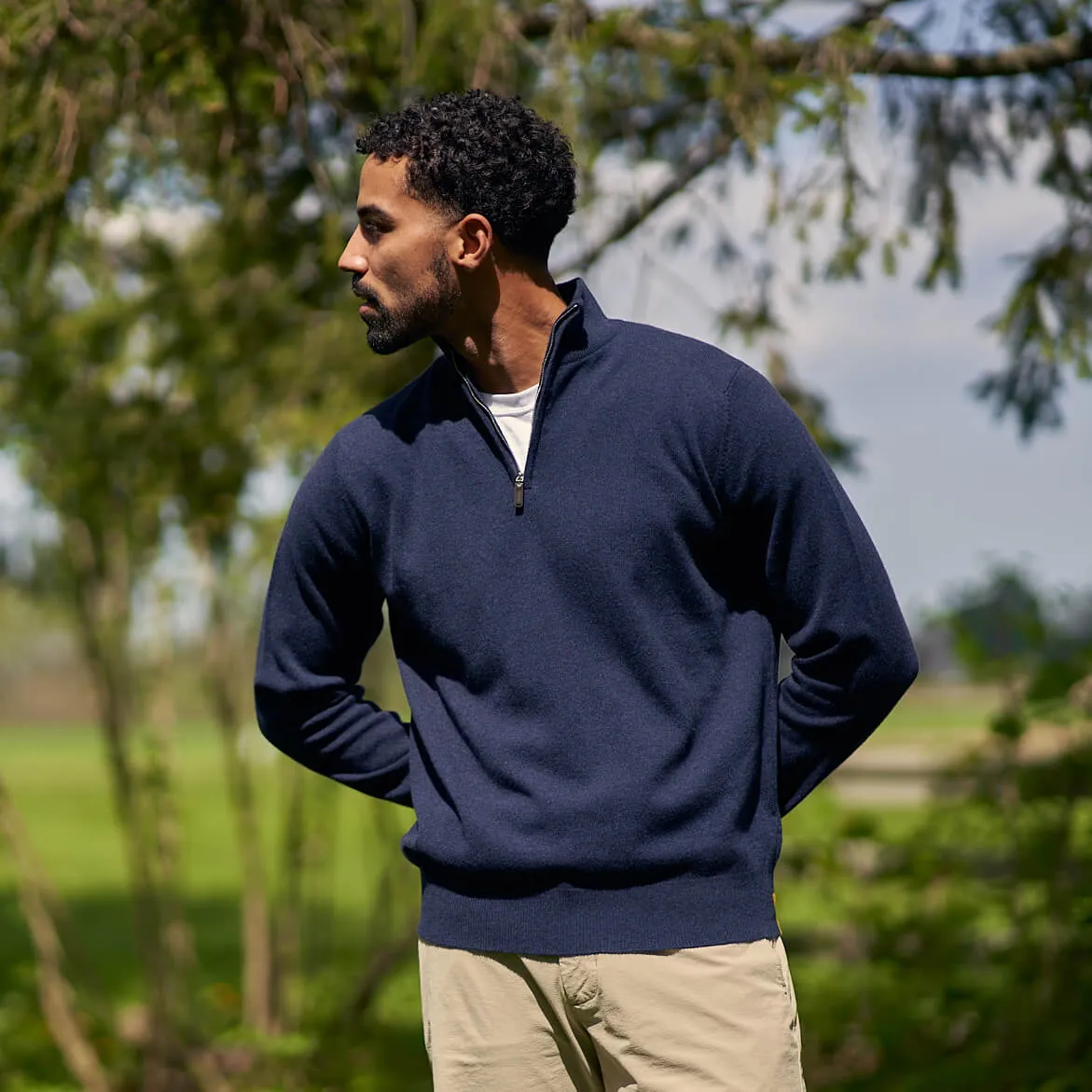 The Leo 2-ply Cashmere Quarter Zip Sweater