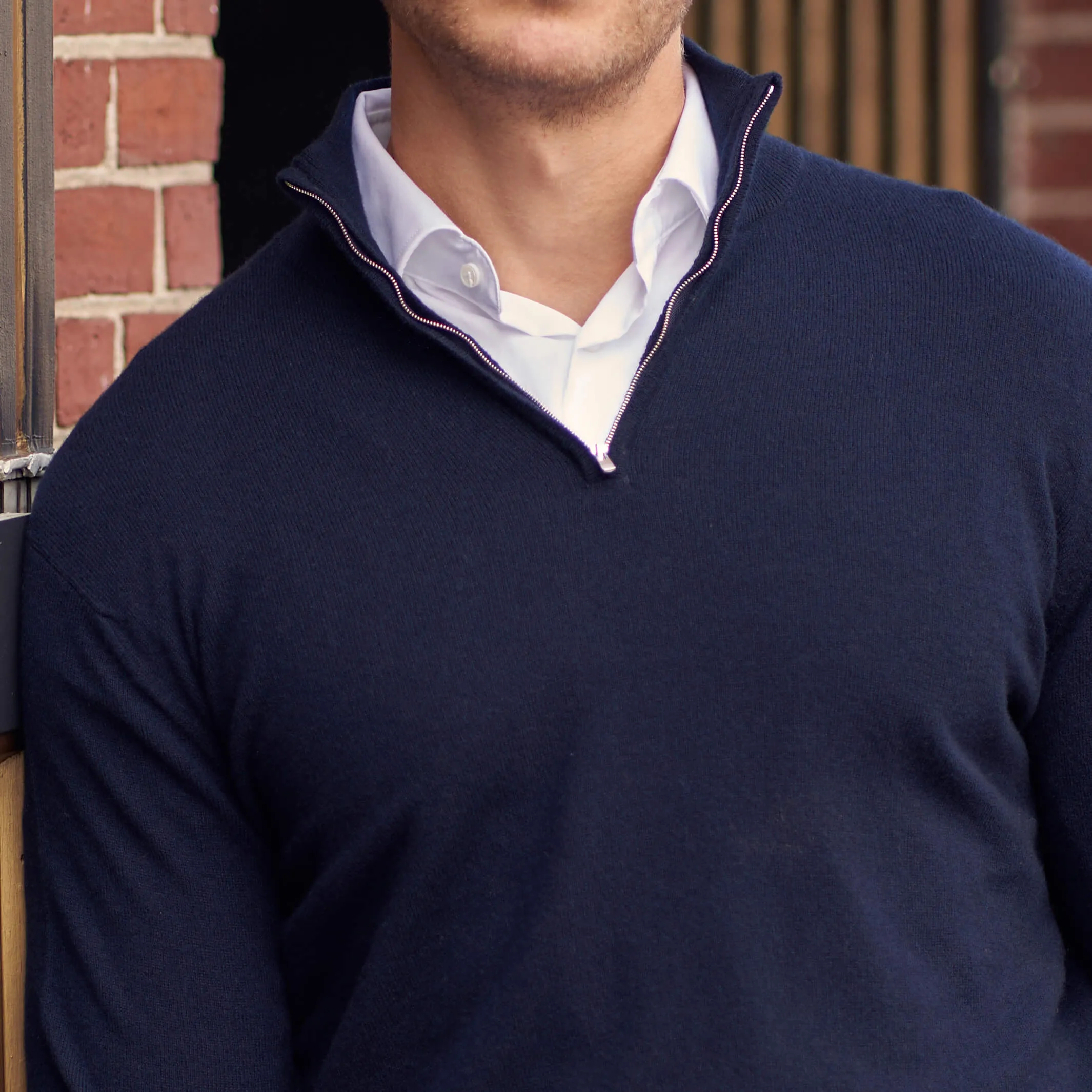 The Leo 2-ply Cashmere Quarter Zip Sweater