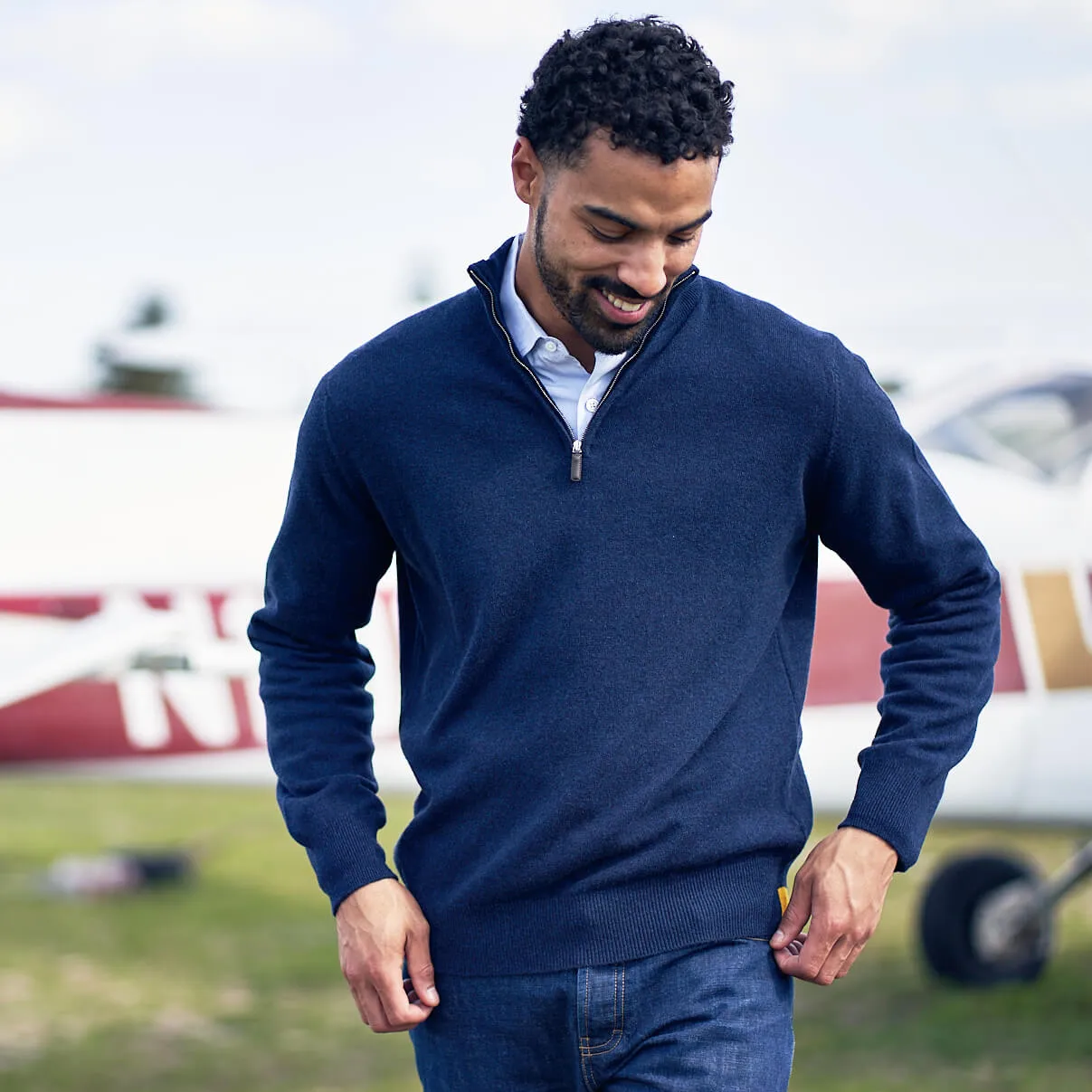 The Leo 2-ply Cashmere Quarter Zip Sweater
