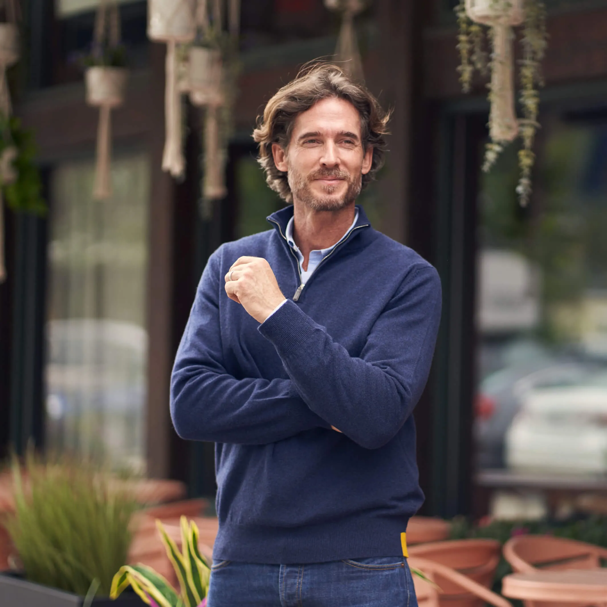 The Leo 2-ply Cashmere Quarter Zip Sweater