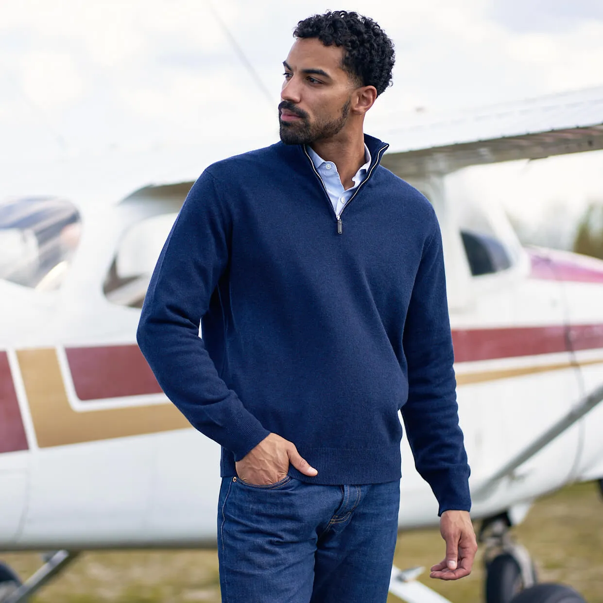 The Leo 2-ply Cashmere Quarter Zip Sweater
