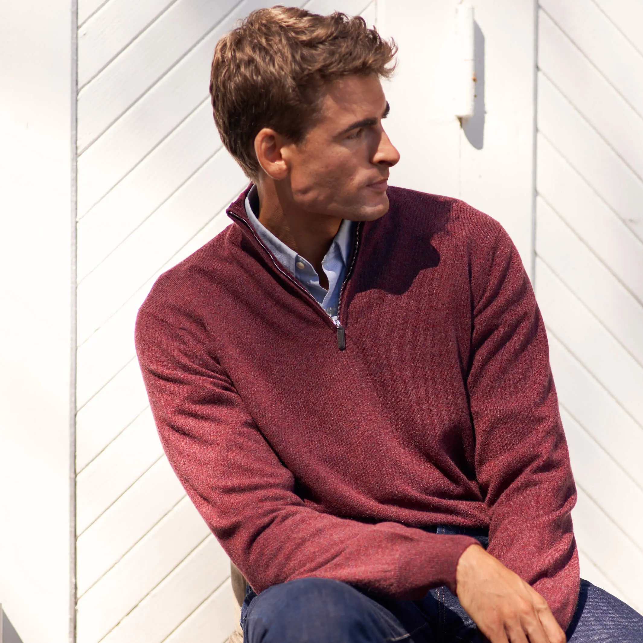 The Leo 2-ply Cashmere Quarter Zip Sweater