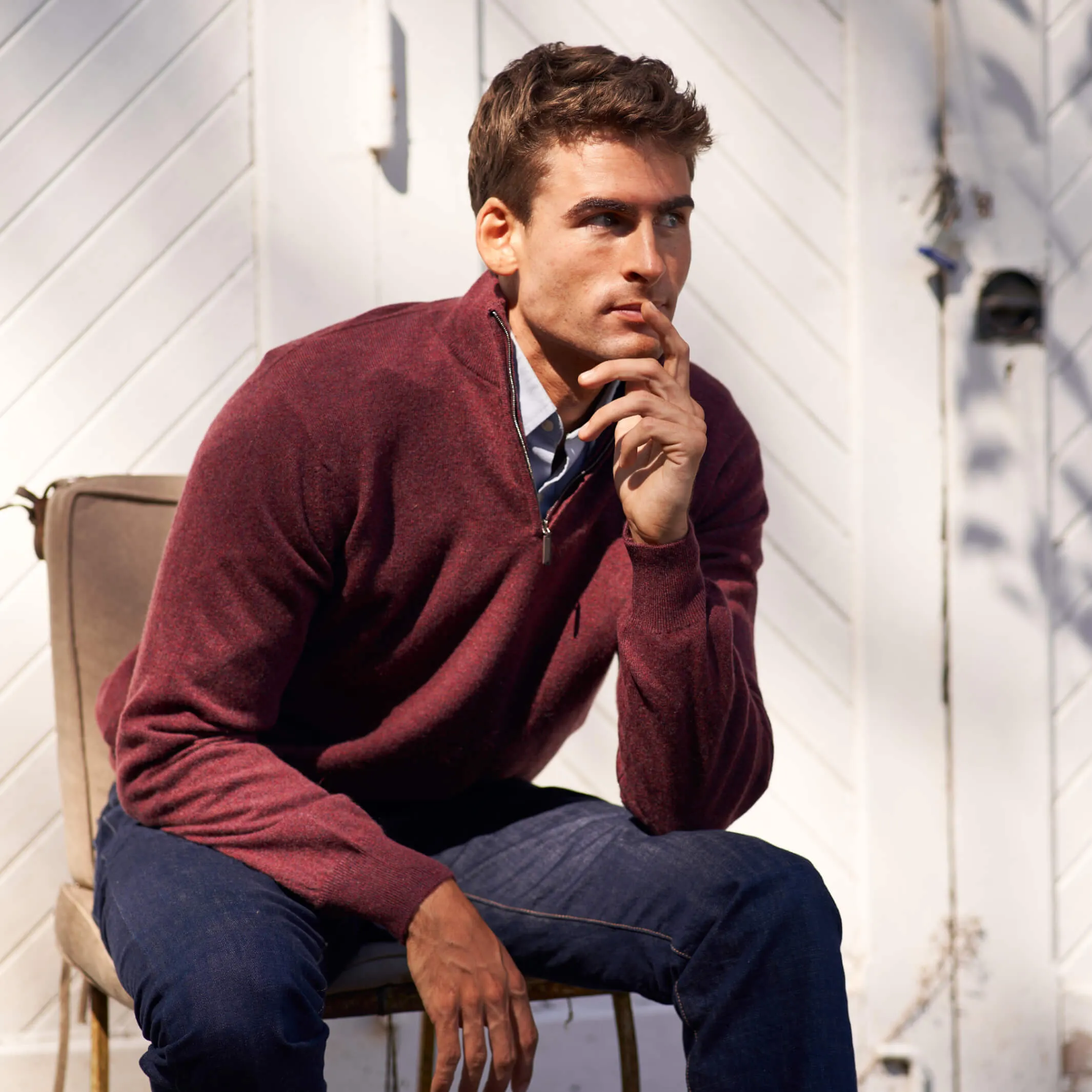The Leo 2-ply Cashmere Quarter Zip Sweater