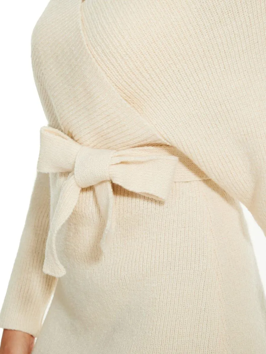 V-Neck Wrap Long Dolman Sleeve Knit Bodycon Sweater Dress
